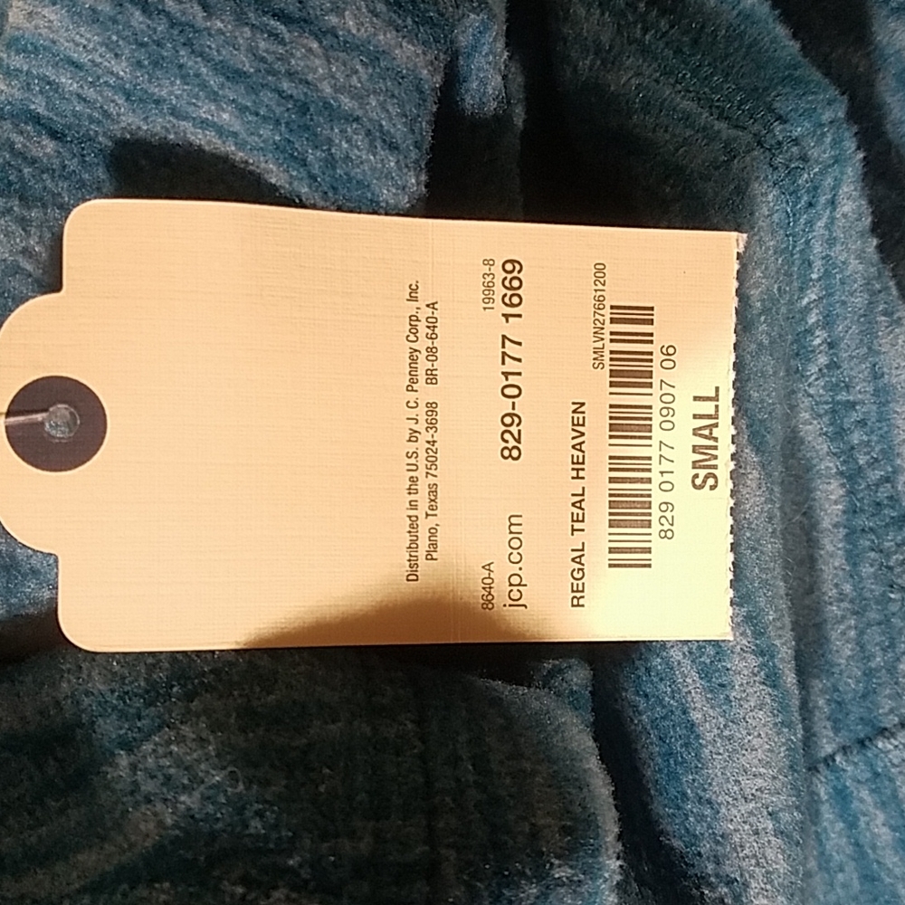 NWT St John's Bay Teal Blue V Neck Sweatshirt Shirt Size Small New with Tags - Picture 4 of 6
